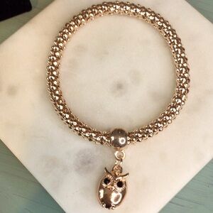 Rose Gold Owl Stretchy Bracelet